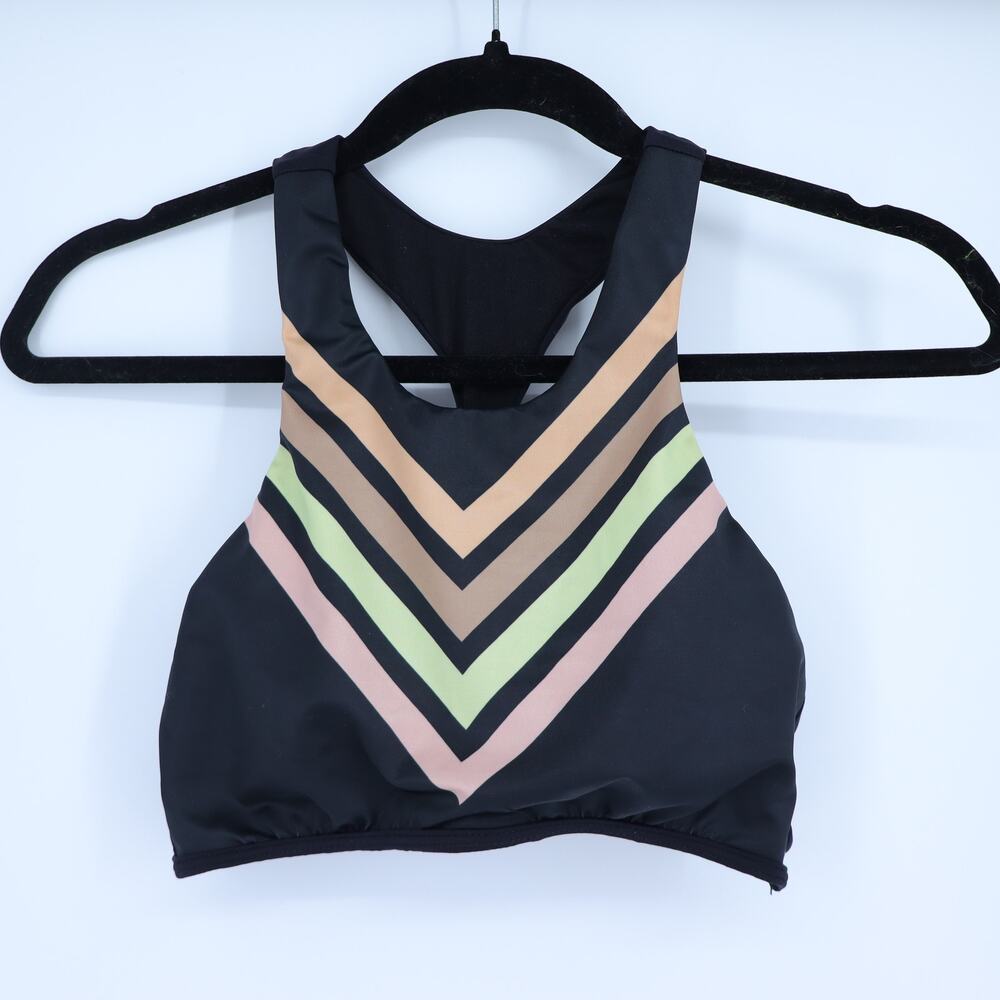 REEF Chevron Racerback Bikini Top Black Multicolor Summer Women's S